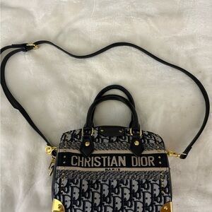 Dior Black and Gold Logo Crossbody Bag